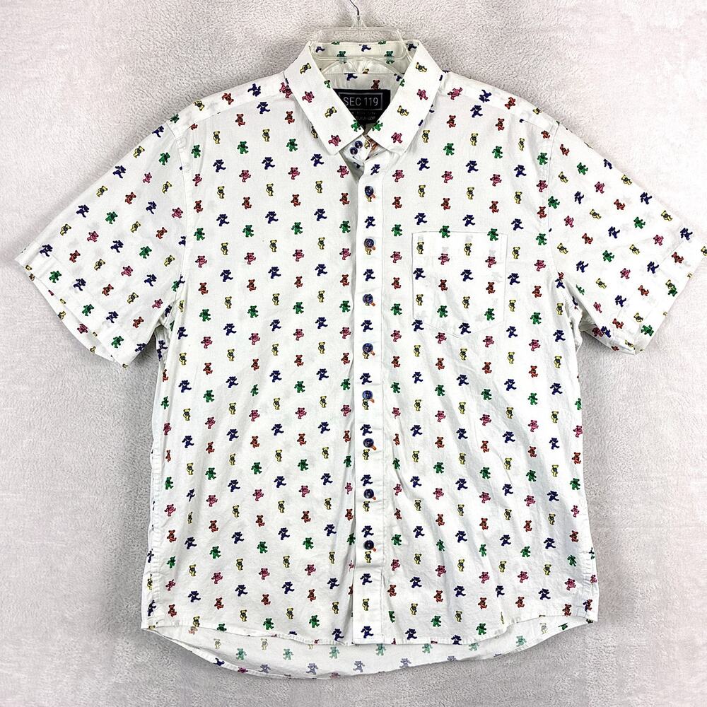 Section 119 Grateful Dead Shirt Mens XL White Dancing Bear AOP Deadhead Garcia